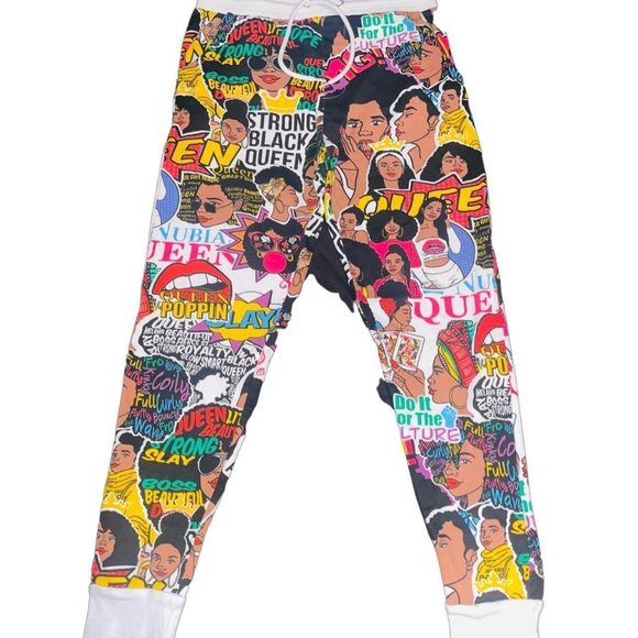 Pants - Vintage Y2K African Queen All Over Print Sweatpants Size Medium